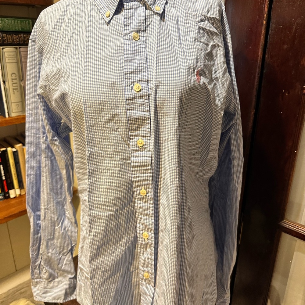 Ralph Lauren Blue and White Checkered Men's Shirt